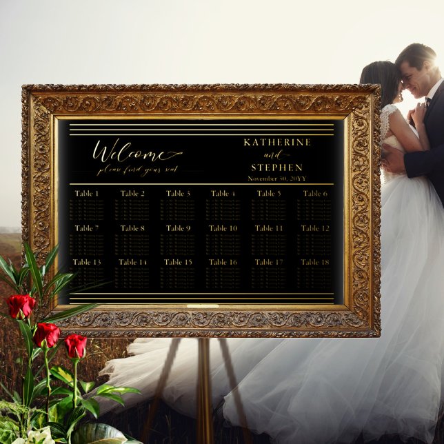 Modern Black Minimalist Wedding Seating Chart - 18 (Creator Uploaded)