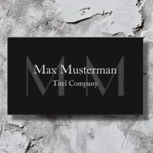 Modern black monogram business card