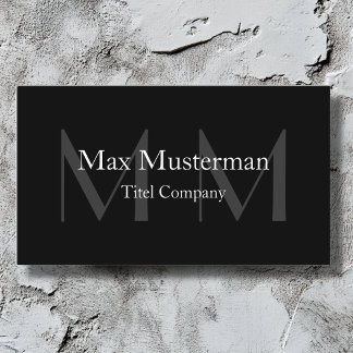 Modern black monogram business card