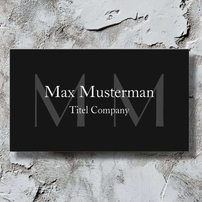 Modern black monogram business card (Creator Uploaded)