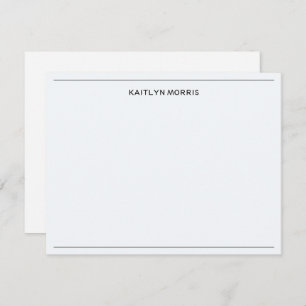 Modern Black Monogram Casual Ultra Pale Blue Card