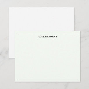 Modern Black Monogram Casual Ultra Pale Green Card