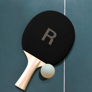 Modern Black Monogram   Custom Name Initial Ping Pong Paddle
