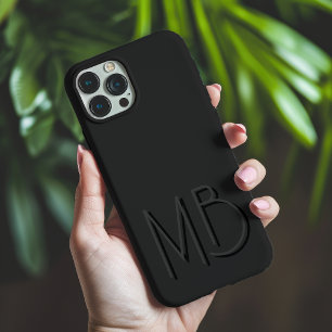 Modern Black Monogram Initials Contemporary iPhone 16 Pro Max Case