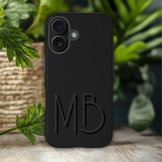 Modern Black Monogram Initials Contemporary iPhone Case (Creator Uploaded)