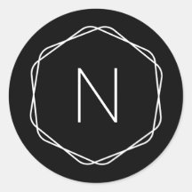 Modern Black Monogram Octagon Round