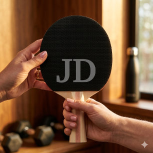 Modern Black Monogram Ping Pong Paddle