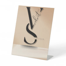 Modern Black Monogram "VS" Pedestal Sign