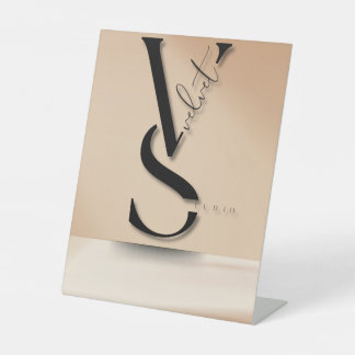 Modern Black Monogram "VS" Pedestal Sign