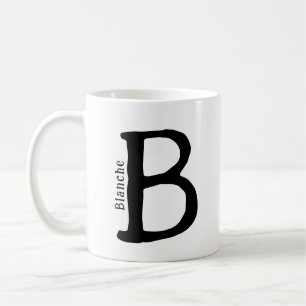 Modern Black Monogrammed Initial & Name Coffee Mug
