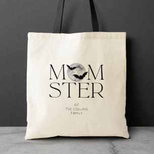 Modern Black Moon Bats Funny Halloween Momster Mum Tote Bag