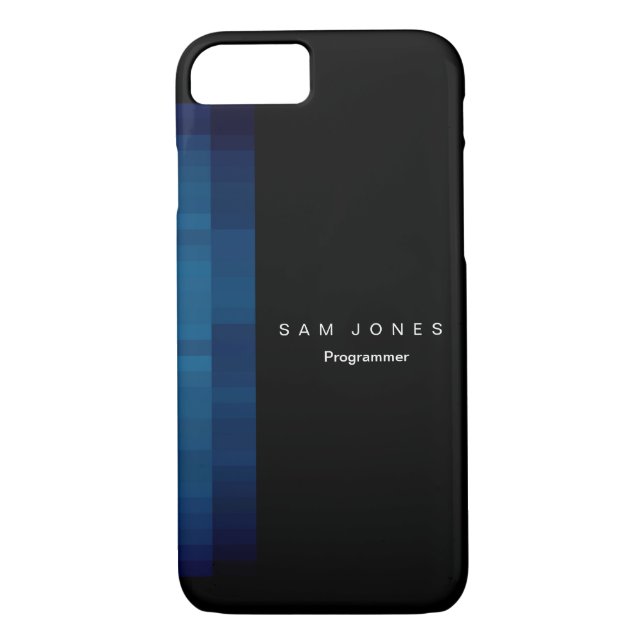 Modern Black N Blue Pixel Case-Mate iPhone Case (Back)