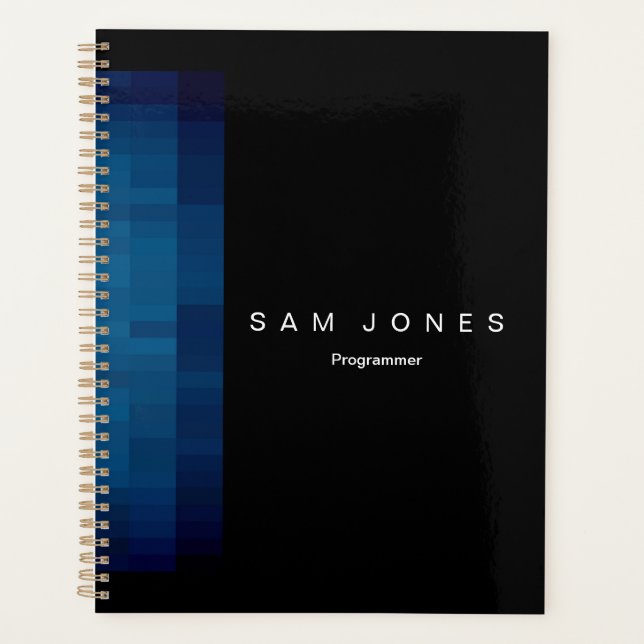 Modern Black N Blue Pixel Planner (Front)