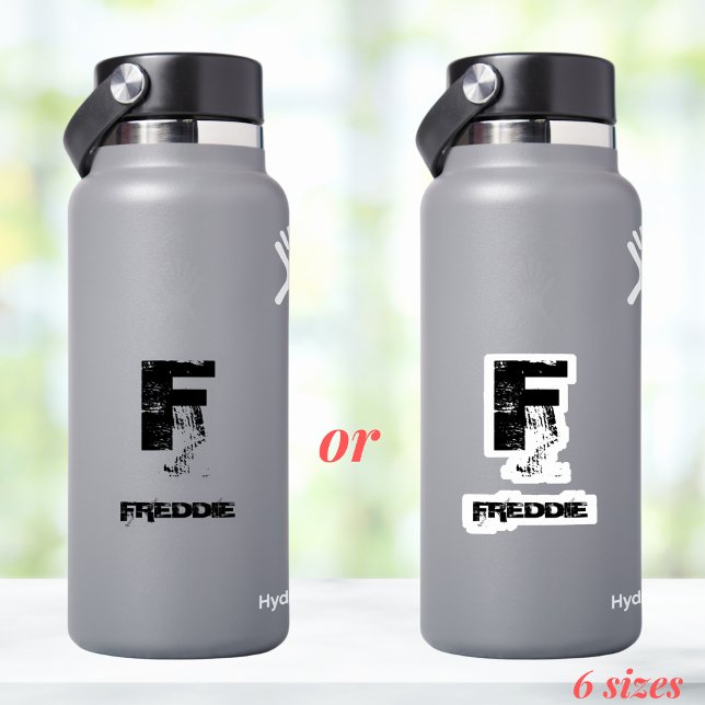 Modern Black Name Distressed Water Bottle Tumbler (Creator Uploaded)