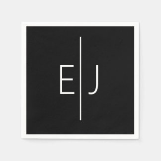 Modern Black Name Initials  Napkin