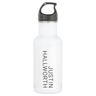 Modern Black Name on White 532 Ml Water Bottle