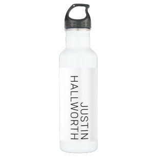 Modern Black Name on White 710 Ml Water Bottle