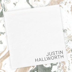 Modern Black Name on White Napkin