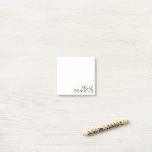 Modern Black Name on White Post-it Notes