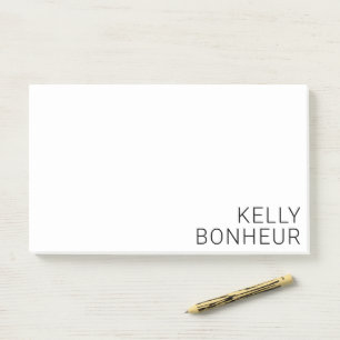 Modern Black Name on White Post-it Notes
