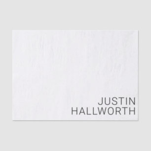 Modern Black Name on White Tissue Paper
