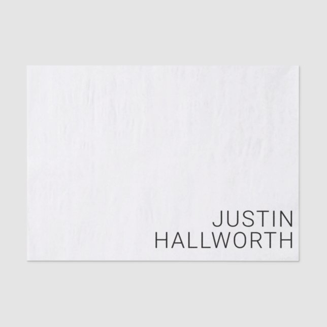 Modern Black Name on White Tissue Paper (Front)