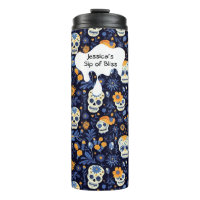 Modern Black Navy Customise Halloween Gift Skull