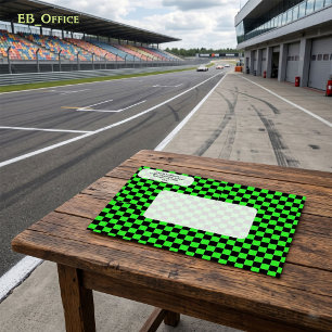 Modern Black Neon Green Chequered  Return Address Envelope