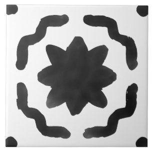Modern Black Neutral Painted Tile