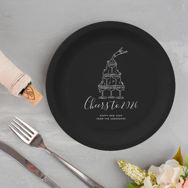 Modern Black New Years Eve Party Paper Plate (Creator Uploaded)