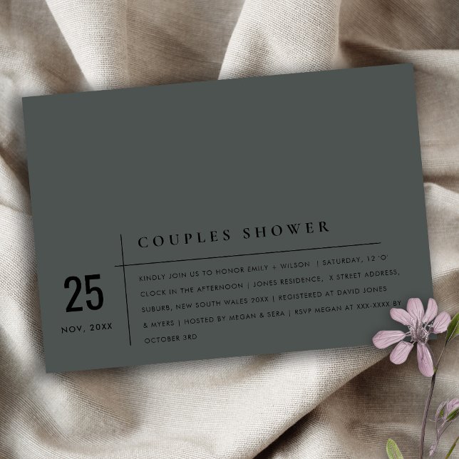 Modern Black on Black Typography Couples Shower Invitation (Creator Uploaded)