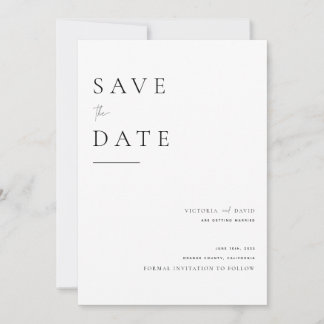 Modern Black on White Save The Date Card