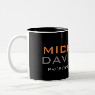 Modern Black Orange Bold Text Minimalist Elegant Two-Tone Coffee Mug