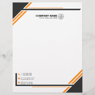 Modern Black & Orange Geometric Custom Letterhead