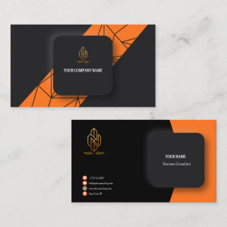 Modern Black Orange Gold Business Card