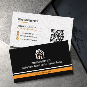 Modern Black Orange Tools House Repair Handyman Business Card