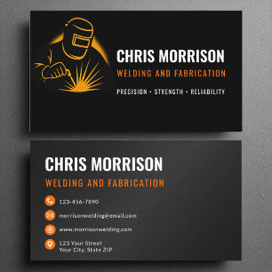 Modern Black & Orange Welding Fabricator Business Card
