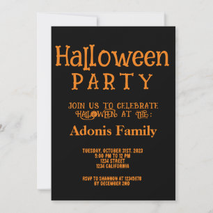 Modern Black Oranges Happy Halloween Party Invitation