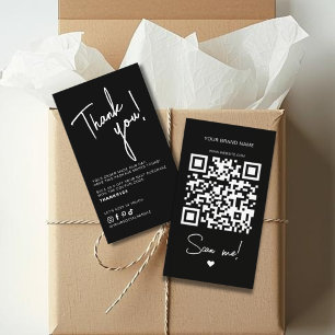 Modern black order thank you QR code Business Card