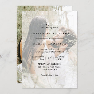 Modern Black Overlay 2 Photo Wedding Invitation