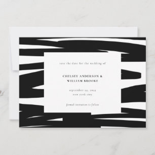 Modern Black Paint Brushstroke Abstract Wedding  Save The Date