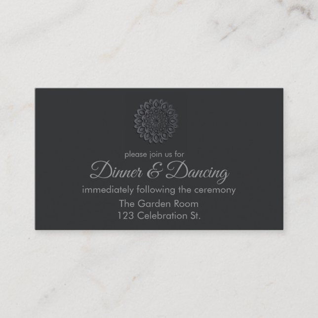 Modern Black Paper Cut Mandala Reception Enclosure Card (Front)