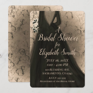 Modern Black & Peach Glow Glam Bride Bridal Shower Invitation