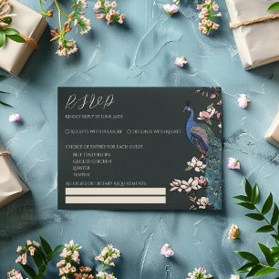 Modern Black Peacock RSVP Card