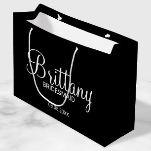 Modern Black Personalised Bridesmaids Large Gift Bag