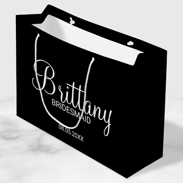 Modern Black Personalised Bridesmaids Large Gift Bag (Creator Uploaded)
