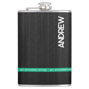 Modern Black Personalised  Hip Flask