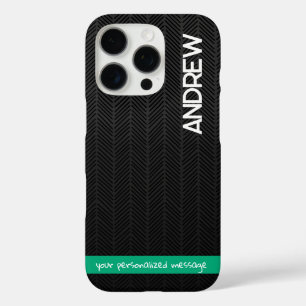 Modern Black Personalised iPhone Case With Message