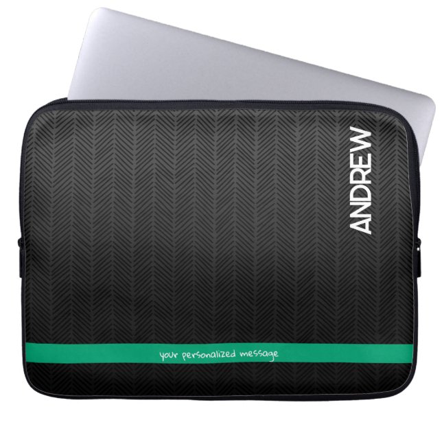 Modern Black Personalised  Laptop Sleeve (Front)