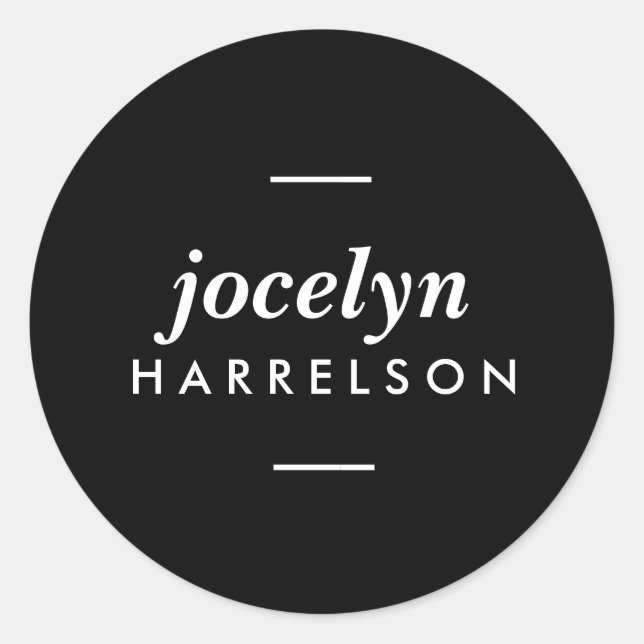 Modern Black Personalised Stickers (Front)